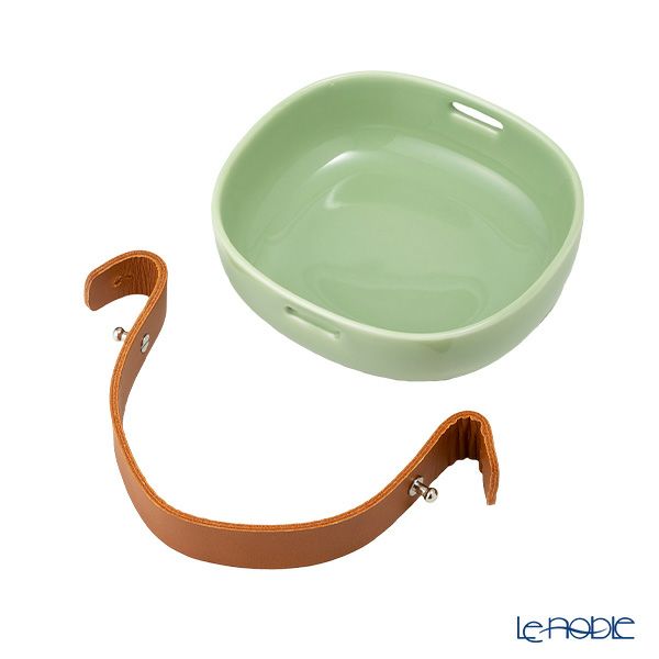 マリメッコ（marimekko） Pikku Koppa／Oiva オイヴァ サービングディッシュ（セラミックバスケット） ライトグリーン 12×13cmレザーハンドル付 072343-600／23SS