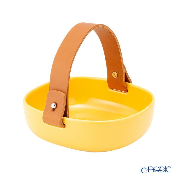 マリメッコ（marimekko） Pikku Koppa／Oiva オイヴァ サービングディッシュ（セラミックバスケット） イエロー 12×13cm レザーハンドル付 072342-200／23SS
