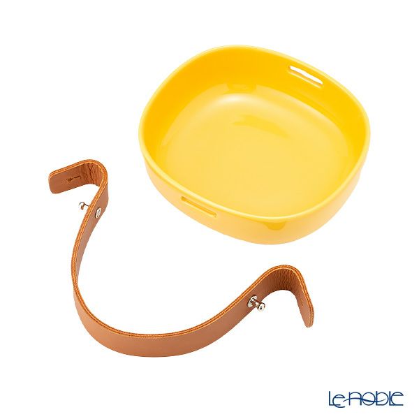 マリメッコ（marimekko） Pikku Koppa／Oiva オイヴァ サービングディッシュ（セラミックバスケット） イエロー 12×13cm レザーハンドル付 072342-200／23SS