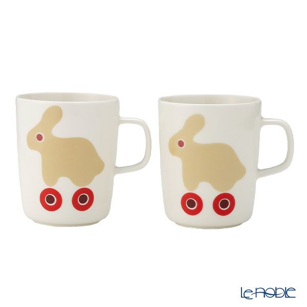 マリメッコ（marimekko） Rulla ルッラ／ローラー マグカップセット 250ml ホワイト×ベージュ×レッド 072247-183／23SS