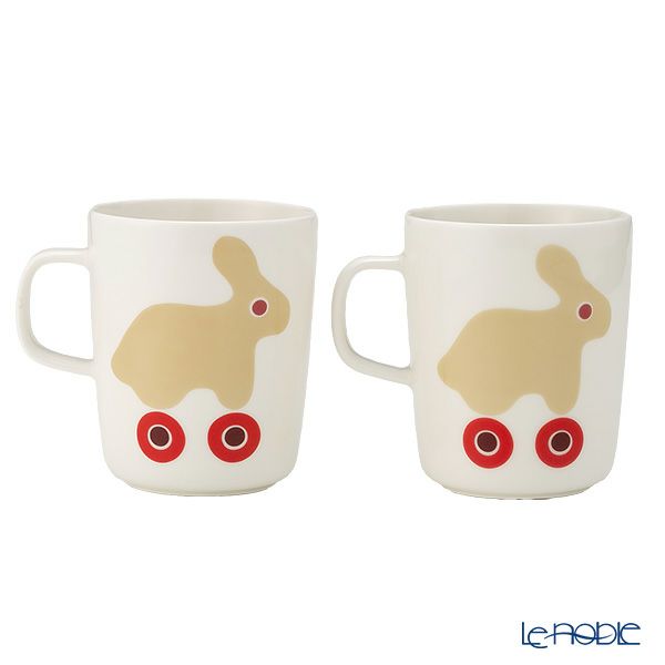 マリメッコ（marimekko） Rulla ルッラ／ローラー マグカップセット 250ml ホワイト×ベージュ×レッド 072247-183／23SS