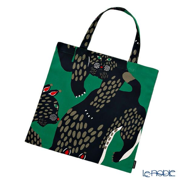 マリメッコ（marimekko） ピエニ Ilves イルヴェス／オオヤマネコ ファブリックバッグ／エコバッグ／トートバッグ ダークブルー×グリーン 072615-650／23AW