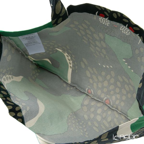 マリメッコ（marimekko） ピエニ Ilves イルヴェス／オオヤマネコ ファブリックバッグ／エコバッグ／トートバッグ ダークブルー×グリーン 072615-650／23AW