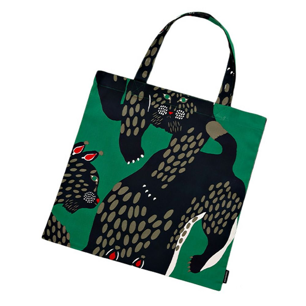 マリメッコ（marimekko） ピエニ Ilves イルヴェス／オオヤマネコ ファブリックバッグ／エコバッグ／トートバッグ ダークブルー×グリーン 072615-650／23AW