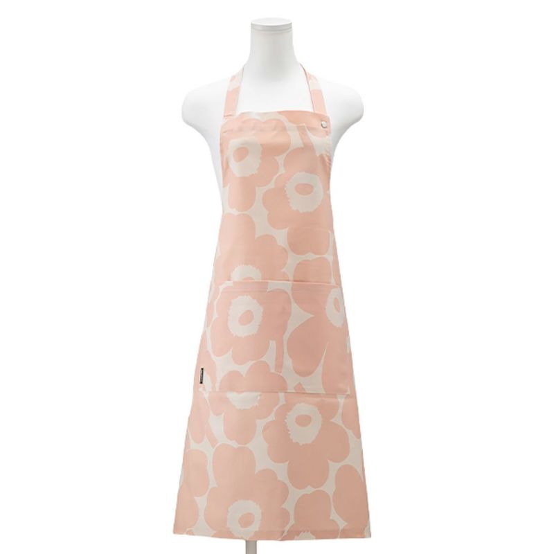 マリメッコ（marimekko） Pieni Unikko ピエニ ウニッコ エプロン 着丈84×身幅83cm ピーチ×ホワイト 072563-122／23AW