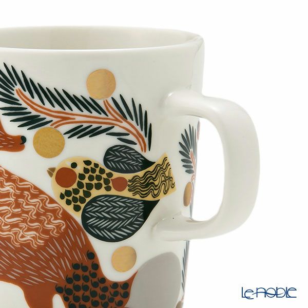 マリメッコ（marimekko） ペウラ／鹿 ＆ ケトゥンマルヤ／キツネとベリー ゴールド マグカップ 250ml ペア 072835-193／23AW