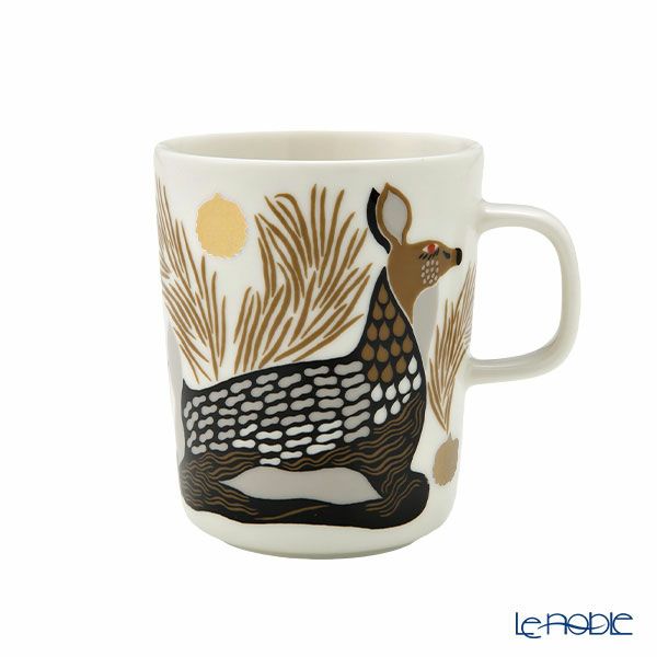 マリメッコ（marimekko） ペウラ／鹿 ＆ ケトゥンマルヤ／キツネとベリー ゴールド マグカップ 250ml ペア 072835-193／23AW