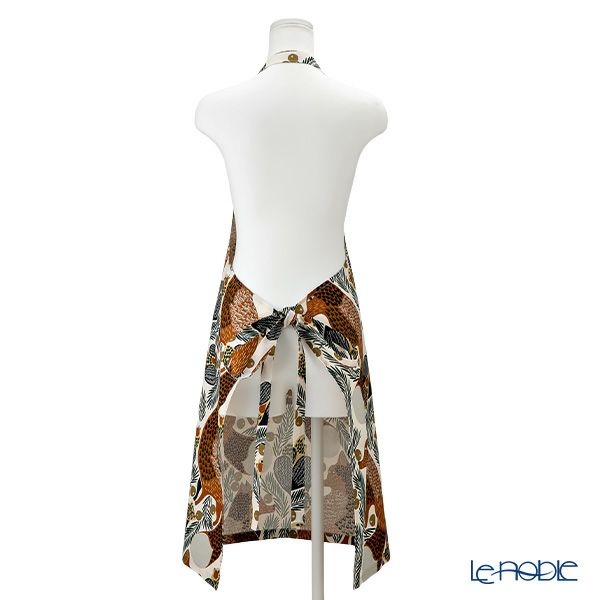 マリメッコ（marimekko） Ketunmarja ケトゥンマルヤ／キツネとベリー エプロン 着丈84×身幅83cm ブラウン×グリーン 072804-882／23AW コットン