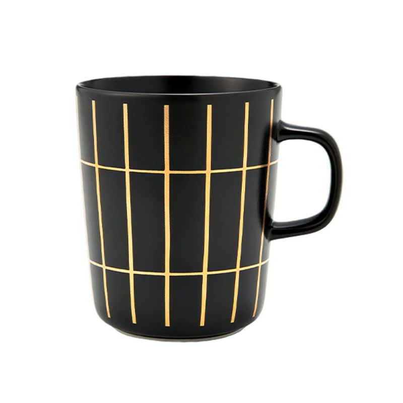 マリメッコ（marimekko） Tiiliskivi ティイリスキヴィ／煉瓦 れんが マグカップ 250ml ブラック×ゴールド 072841-920／23AW