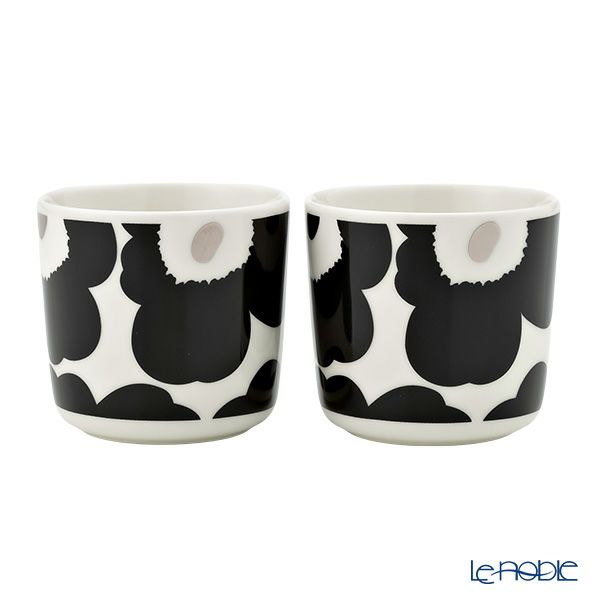マリメッコ（marimekko） Unikko ウニッコ コーヒーカップセット（ハンドルなし）ブラック×シルバー 072780-199／23AW