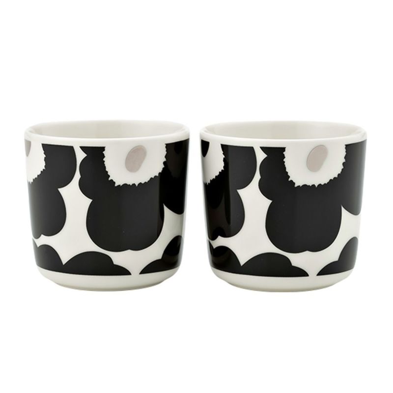 マリメッコ（marimekko） Unikko ウニッコ コーヒーカップセット（ハンドルなし）ブラック×シルバー 072780-199／23AW