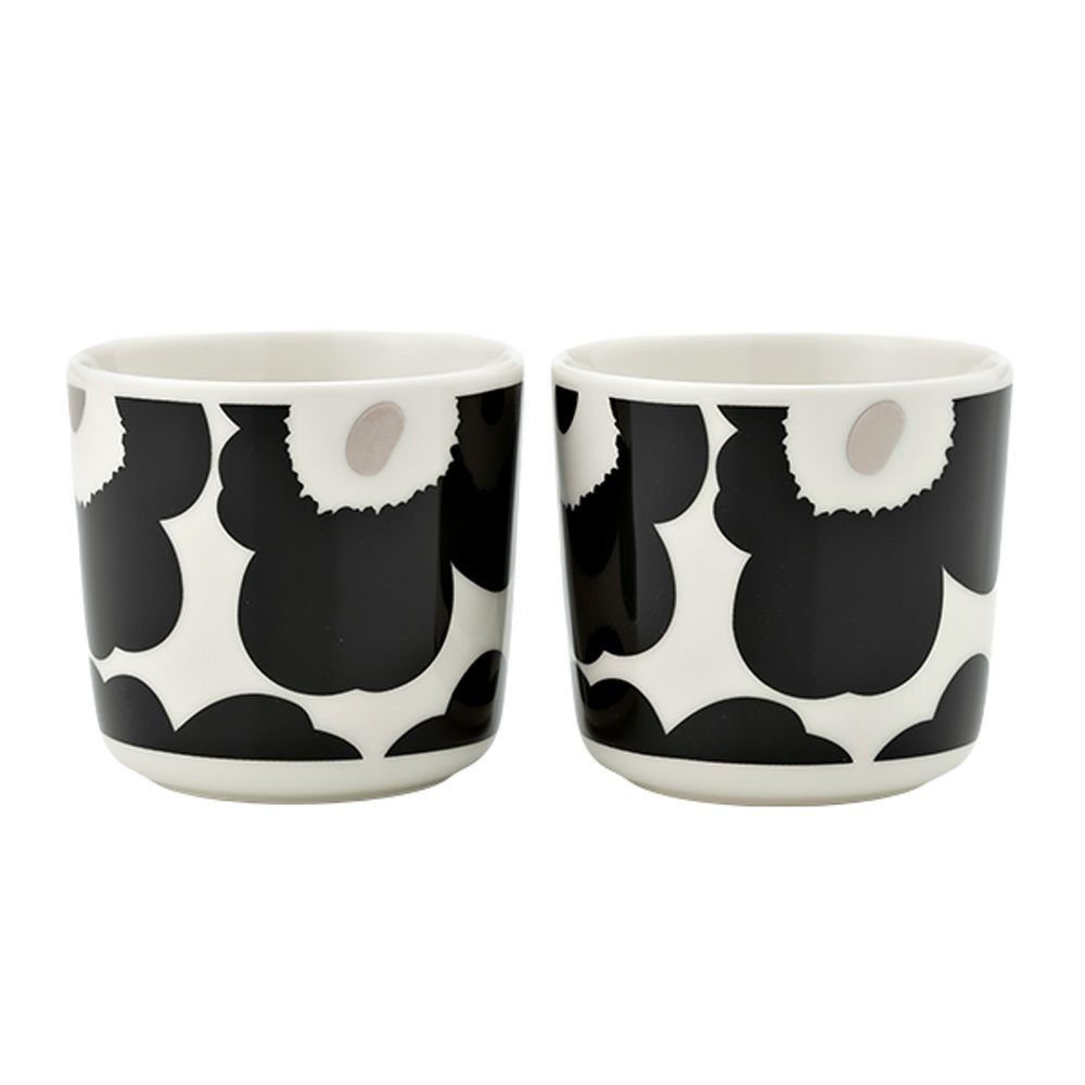 マリメッコ（marimekko） Unikko ウニッコ コーヒーカップセット（ハンドルなし）ブラック×シルバー 072780-199／23AW