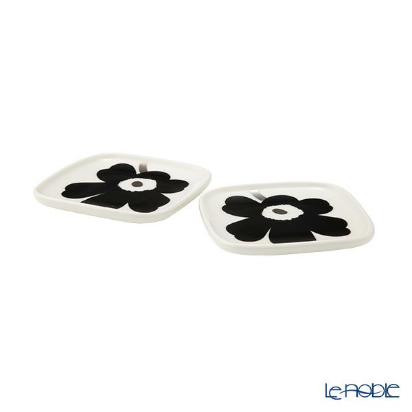 マリメッコ（marimekko） Unikko ウニッコ プレート10×10cm ブラック×シルバー ペア 072781-199／23AW