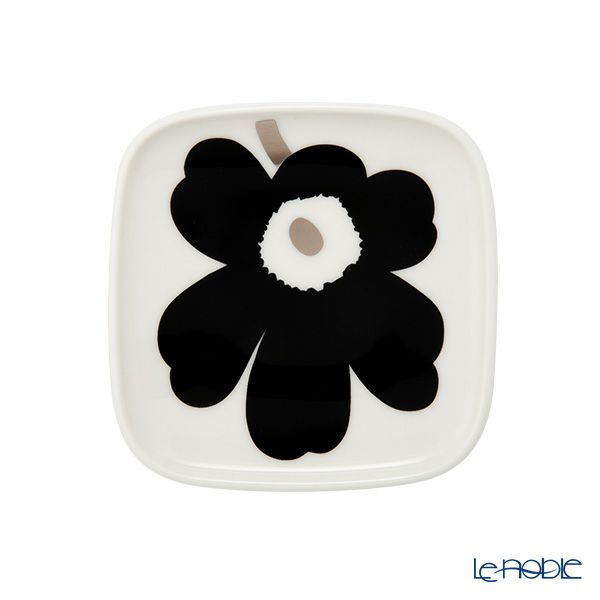 マリメッコ（marimekko） Unikko ウニッコ プレート10×10cm ブラック×シルバー ペア 072781-199／23AW
