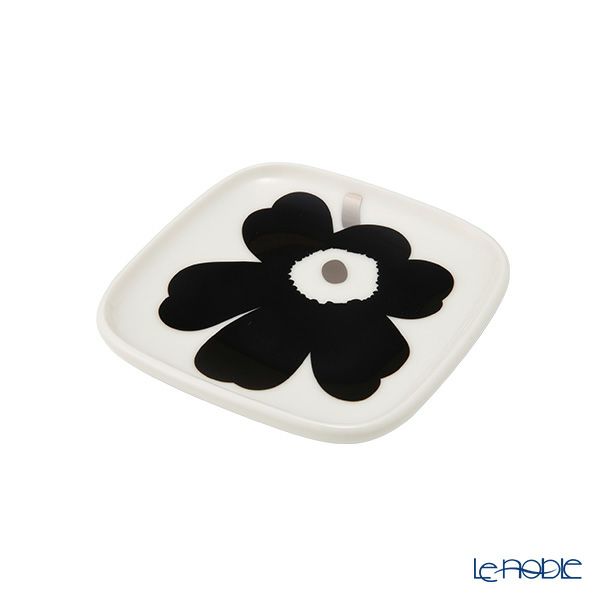 マリメッコ（marimekko） Unikko ウニッコ プレート10×10cm ブラック×シルバー ペア 072781-199／23AW