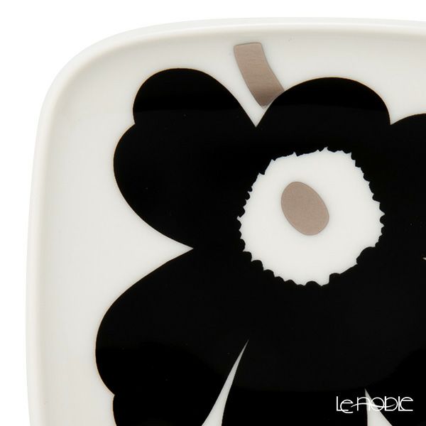 マリメッコ（marimekko） Unikko ウニッコ プレート10×10cm ブラック×シルバー ペア 072781-199／23AW