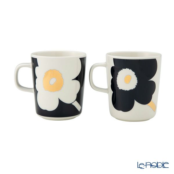 マリメッコ（marimekko） Unikko ウニッコ マグカップ 250ml ダークブルー×ゴールド ペア 072928-152／23AW