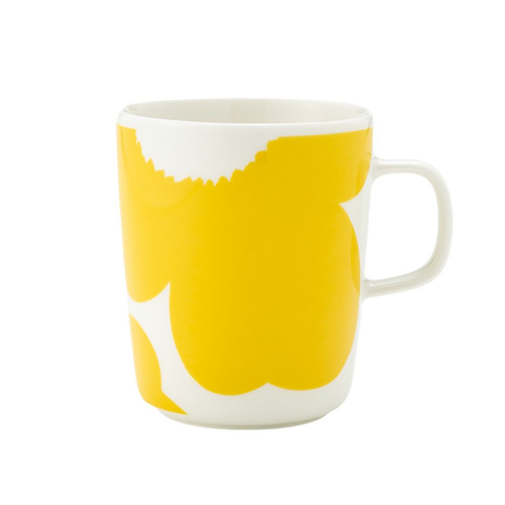 マリメッコ（marimekko）Iso Unikko イソ ウニッコ／大きなけしの花 マグカップ 250ml ホワイト×イエロー 073178-120／24SS