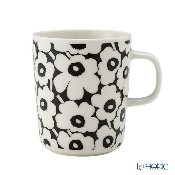 マリメッコ（marimekko） Unikko ウニッコ／けしの花 60thアニバーサリーコレクション マグカップ 250ml ブラック×ホワイト 073087-910／24SS