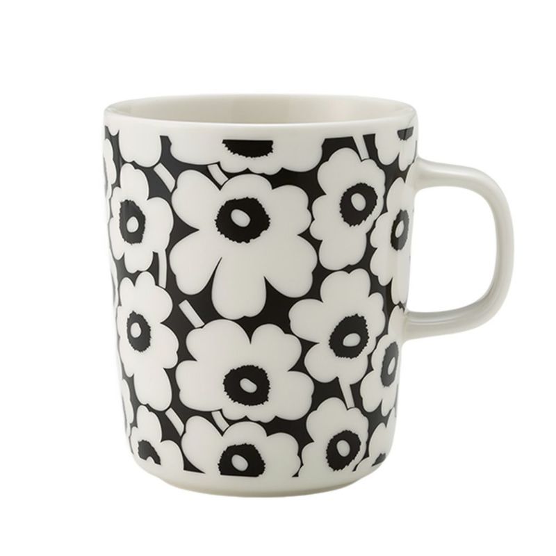 マリメッコ（marimekko） Unikko ウニッコ／けしの花 60thアニバーサリーコレクション マグカップ 250ml ブラック×ホワイト 073087-910／24SS