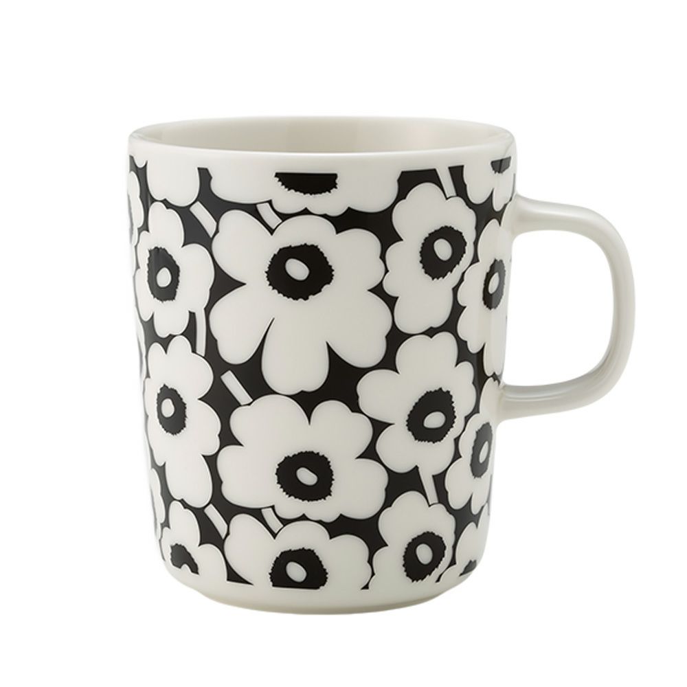 マリメッコ（marimekko） Unikko ウニッコ／けしの花 60thアニバーサリーコレクション マグカップ 250ml ブラック×ホワイト 073087-910／24SS