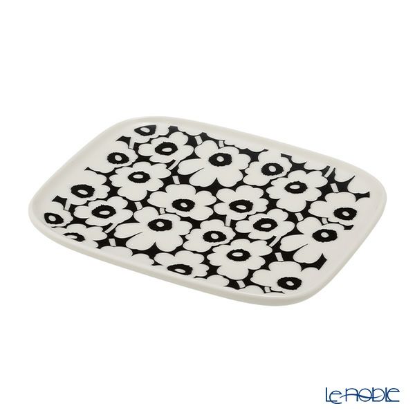 マリメッコ（marimekko） Unikko ウニッコ／けしの花 60thアニバーサリーコレクション プレート 15×12cm ブラック×ホワイト 073086-910／24SS