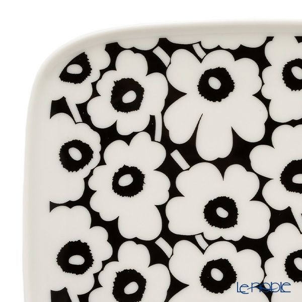 マリメッコ（marimekko） Unikko ウニッコ／けしの花 60thアニバーサリーコレクション プレート 15×12cm ブラック×ホワイト 073086-910／24SS