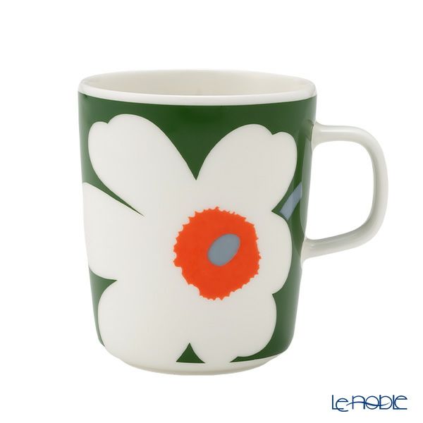 マリメッコ（marimekko） Unikko ウニッコ／けしの花 60thアニバーサリーコレクション マグカップ 250ml ホワイト×グリーン×オレンジ 073088-162／24SS