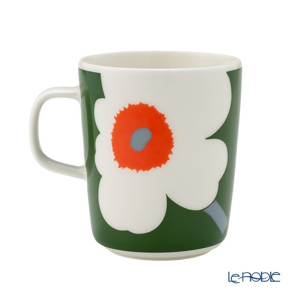 マリメッコ（marimekko） Unikko ウニッコ／けしの花 60thアニバーサリーコレクション マグカップ 250ml ホワイト×グリーン×オレンジ 073088-162／24SS