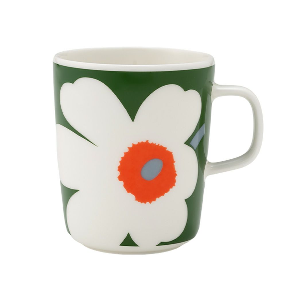 マリメッコ（marimekko） Unikko ウニッコ／けしの花 60thアニバーサリーコレクション マグカップ 250ml ホワイト×グリーン×オレンジ 073088-162／24SS