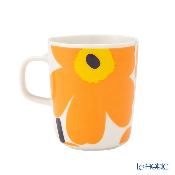 マリメッコ（marimekko） Unikko ウニッコ／けしの花 60thアニバーサリーコレクション マグカップ ホワイト×オレンジ×イエロー 250ml 073156-122／24SS