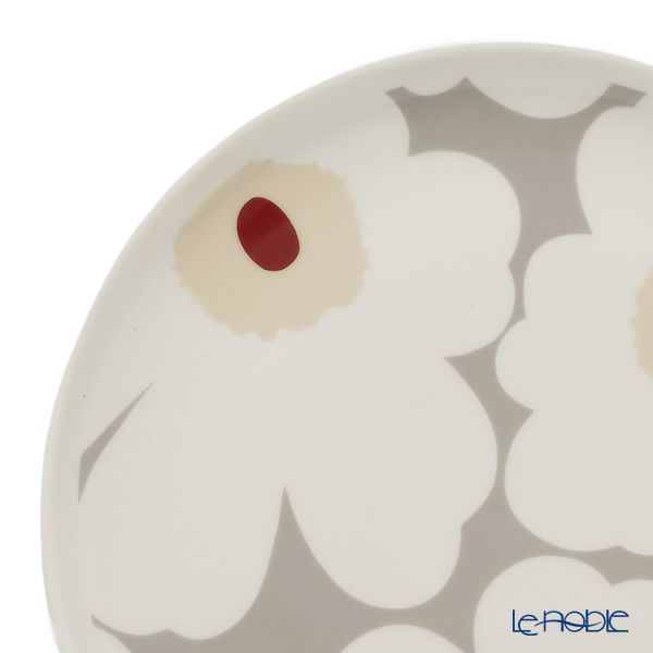 マリメッコ（marimekko） Unikko ウニッコ／けしの花 プレート 20cm ホワイト×ライトグレー×レッド 073070-193／24SS