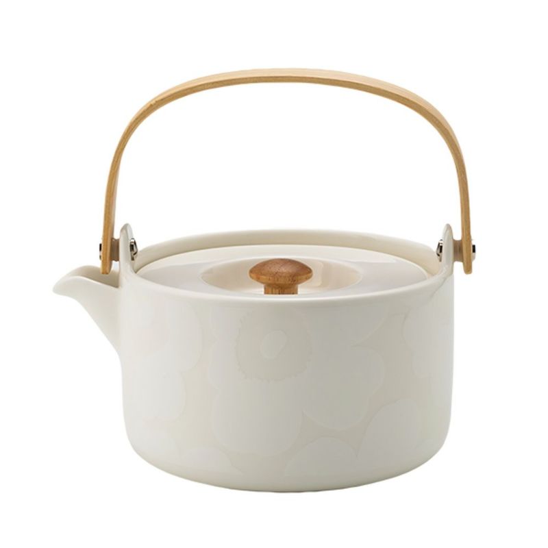 マリメッコ（marimekko） Unikko ウニッコ／けしの花 ティーポット ホワイト 18cm／700ml 073071-100／24SS