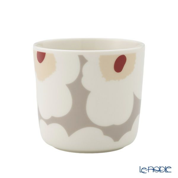 マリメッコ（marimekko） Unikko ウニッコ／けしの花 コーヒーカップセット（ハンドルなし）200ml ホワイト×ライトグレー×レッド 073066-193／24SS