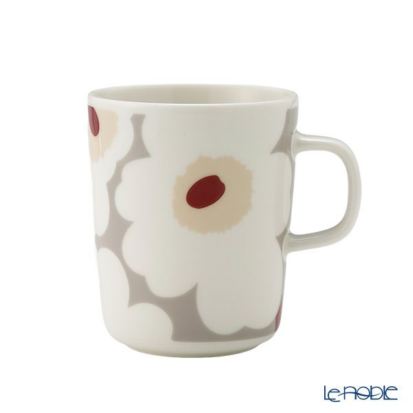 マリメッコ（marimekko） Unikko ウニッコ／けしの花 マグカップ 250ml ホワイト×ライトグレー×レッド 073065-193／24SS