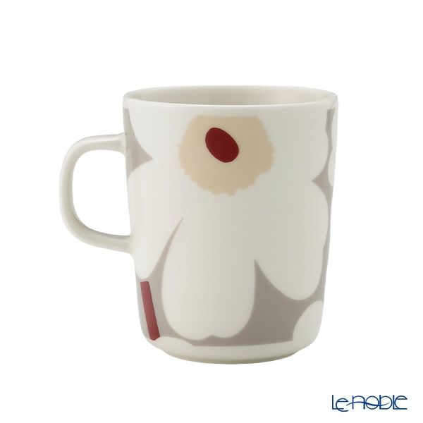 マリメッコ（marimekko） Unikko ウニッコ／けしの花 マグカップ 250ml ホワイト×ライトグレー×レッド 073065-193／24SS