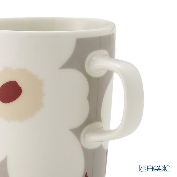 マリメッコ（marimekko） Unikko ウニッコ／けしの花 マグカップ 250ml ホワイト×ライトグレー×レッド 073065-193／24SS