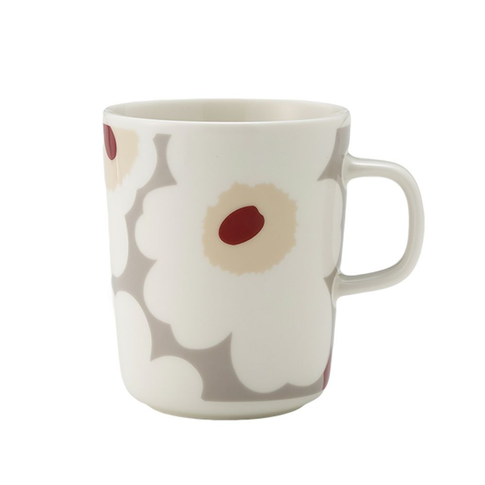 マリメッコ（marimekko） Unikko ウニッコ／けしの花 マグカップ 250ml ホワイト×ライトグレー×レッド 073065-193／24SS