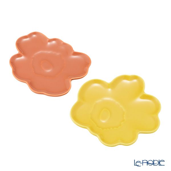マリメッコ（marimekko）Unikko ウニッコ／けしの花 60thアニバーサリーコレクション プレートセット ライトテラ×イエロー 13.5cm 073181-128／24SS