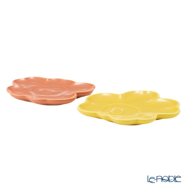 マリメッコ（marimekko）Unikko ウニッコ／けしの花 60thアニバーサリーコレクション プレートセット ライトテラ×イエロー 13.5cm 073181-128／24SS