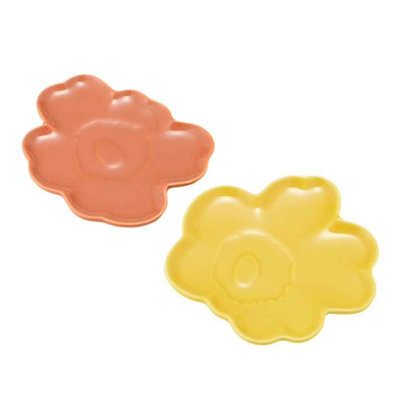マリメッコ（marimekko）Unikko ウニッコ／けしの花 60thアニバーサリーコレクション プレートセット ライトテラ×イエロー 13.5cm 073181-128／24SS