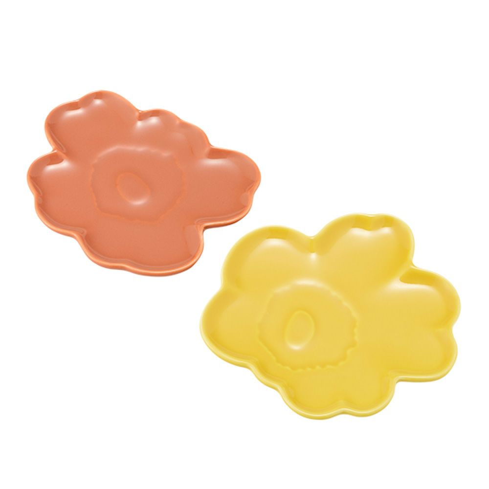 マリメッコ（marimekko）Unikko ウニッコ／けしの花 60thアニバーサリーコレクション プレートセット ライトテラ×イエロー 13.5cm 073181-128／24SS