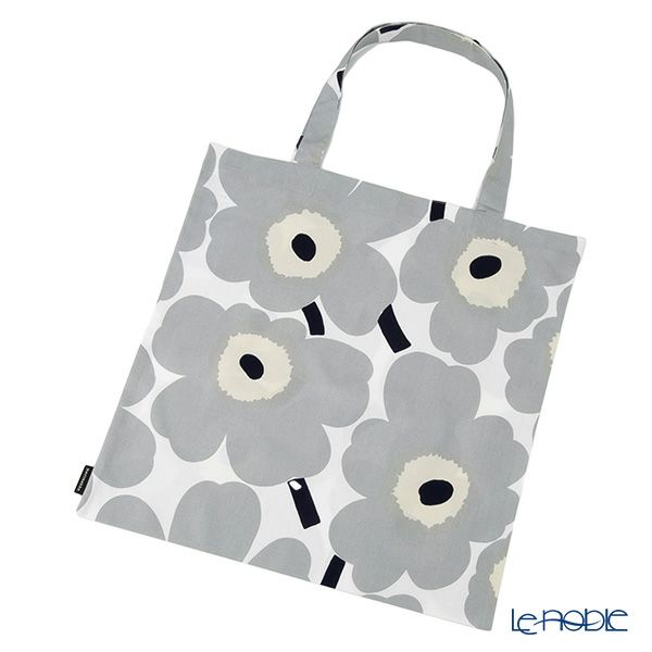 マリメッコ（marimekko） Pieni Unikko ピエニ ウニッコ ファブリックバッグ／エコバッグ／トートバッグ 43×43cm グレー×ベージュ 073309-918／24AW