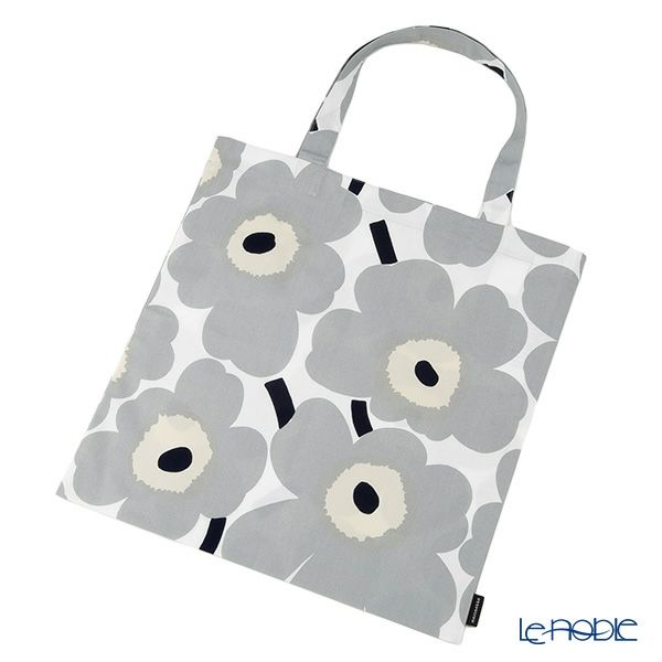 マリメッコ（marimekko） Pieni Unikko ピエニ ウニッコ ファブリックバッグ／エコバッグ／トートバッグ 43×43cm グレー×ベージュ 073309-918／24AW