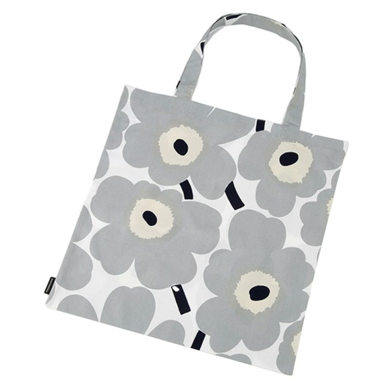 マリメッコ（marimekko） Pieni Unikko ピエニ ウニッコ ファブリックバッグ／エコバッグ／トートバッグ 43×43cm グレー×ベージュ 073309-918／24AW