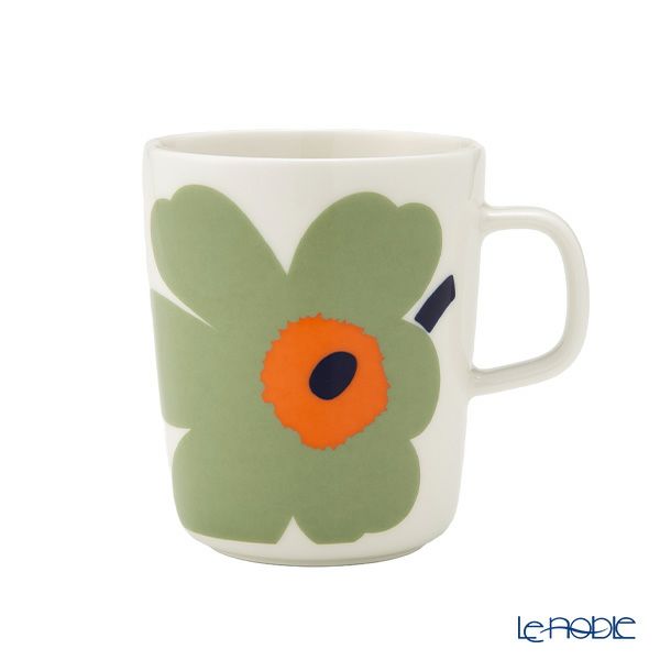 マリメッコ（marimekko） Unikko ウニッコ／けしの花 マグカップ 250ml ペア ホワイト×セージ×オレンジ×ダークブルー 073447-162／24AW