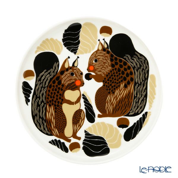 マリメッコ（marimekko） Kurre クッレ／リス プレート 20cm ホワイト×ブラウン×グリーン 073602-186／24AW