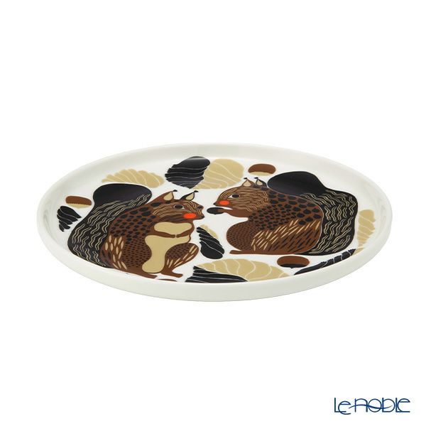 マリメッコ（marimekko） Kurre クッレ／リス プレート 20cm ホワイト×ブラウン×グリーン 073602-186／24AW