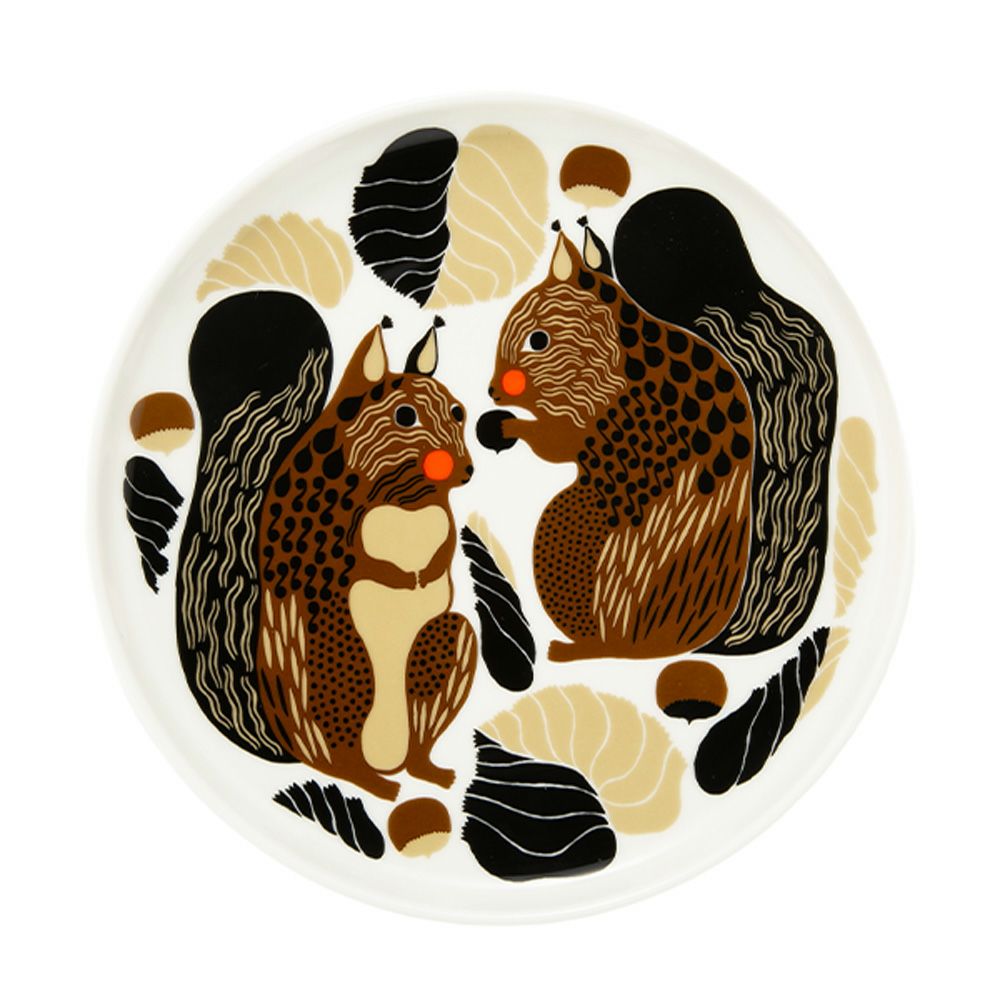 マリメッコ（marimekko） Kurre クッレ／リス プレート 20cm ホワイト×ブラウン×グリーン 073602-186／24AW