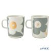 マリメッコ（marimekko） Unikko ウニッコ／けしの花 60thアニバーサリーコレクション マグカップ ホワイト×ライトグレー×ゴールド 250ml 柄違い ペア 073617-192／24AW
